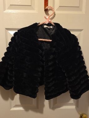 WD.NY Black Faux Fur Cropped Teddy Jacket